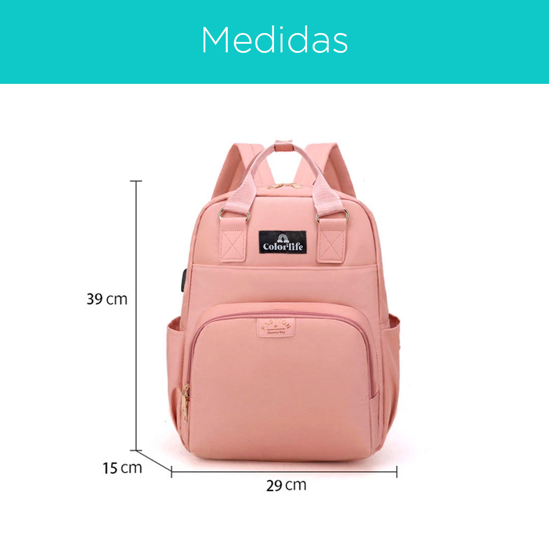 Pañalera multifuncional tipo morral, unisex, de gran capacidad y con soporte para coche - Color&Life