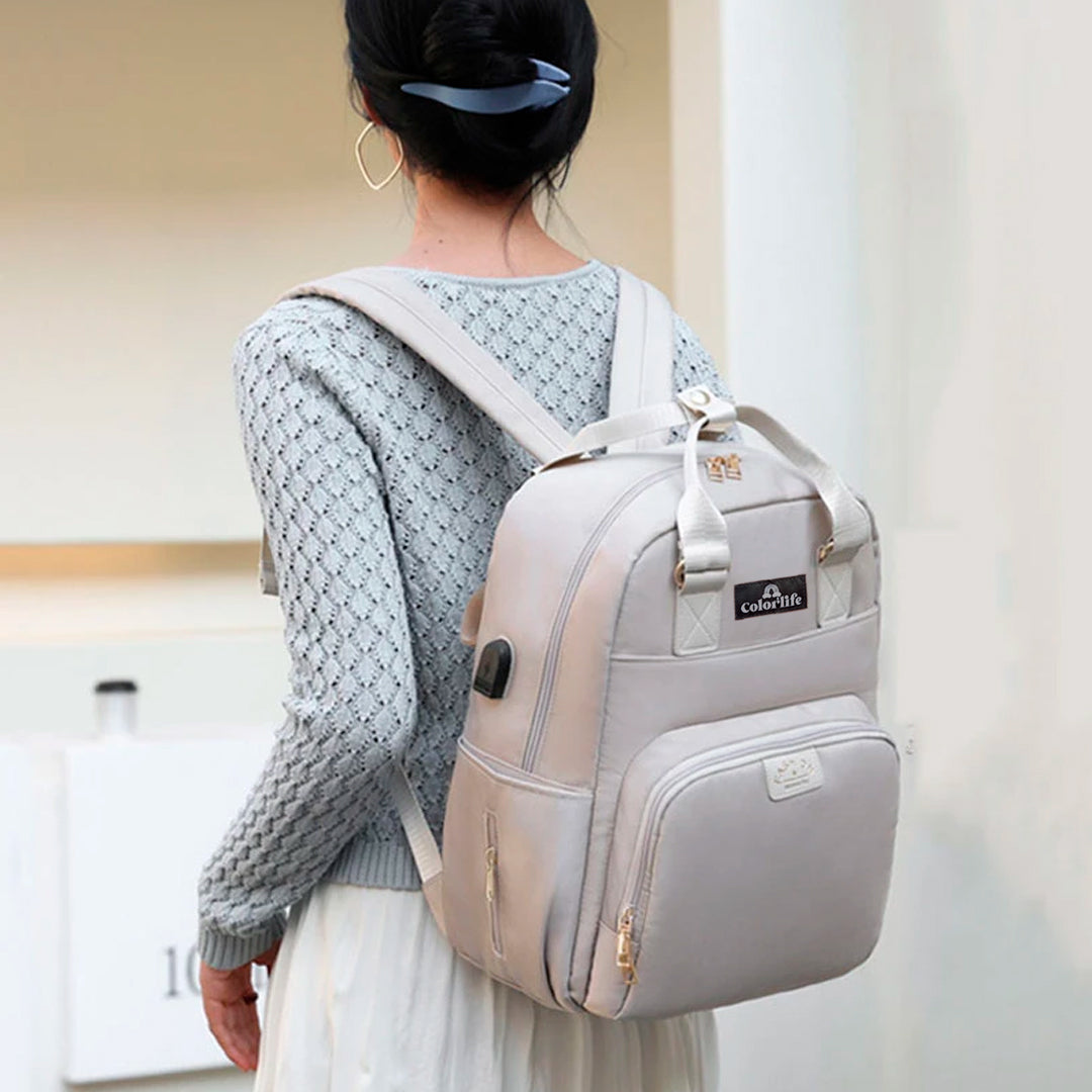Pañalera multifuncional tipo morral, unisex, de gran capacidad y con soporte para coche - Color&Life