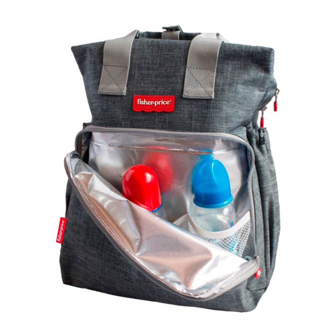 Pañalera tipo morral con cambiador para bebé, multifuncional, de 11 bolsillos, espaldar ajustable, hecha en material de alta calidad - Fisher Price