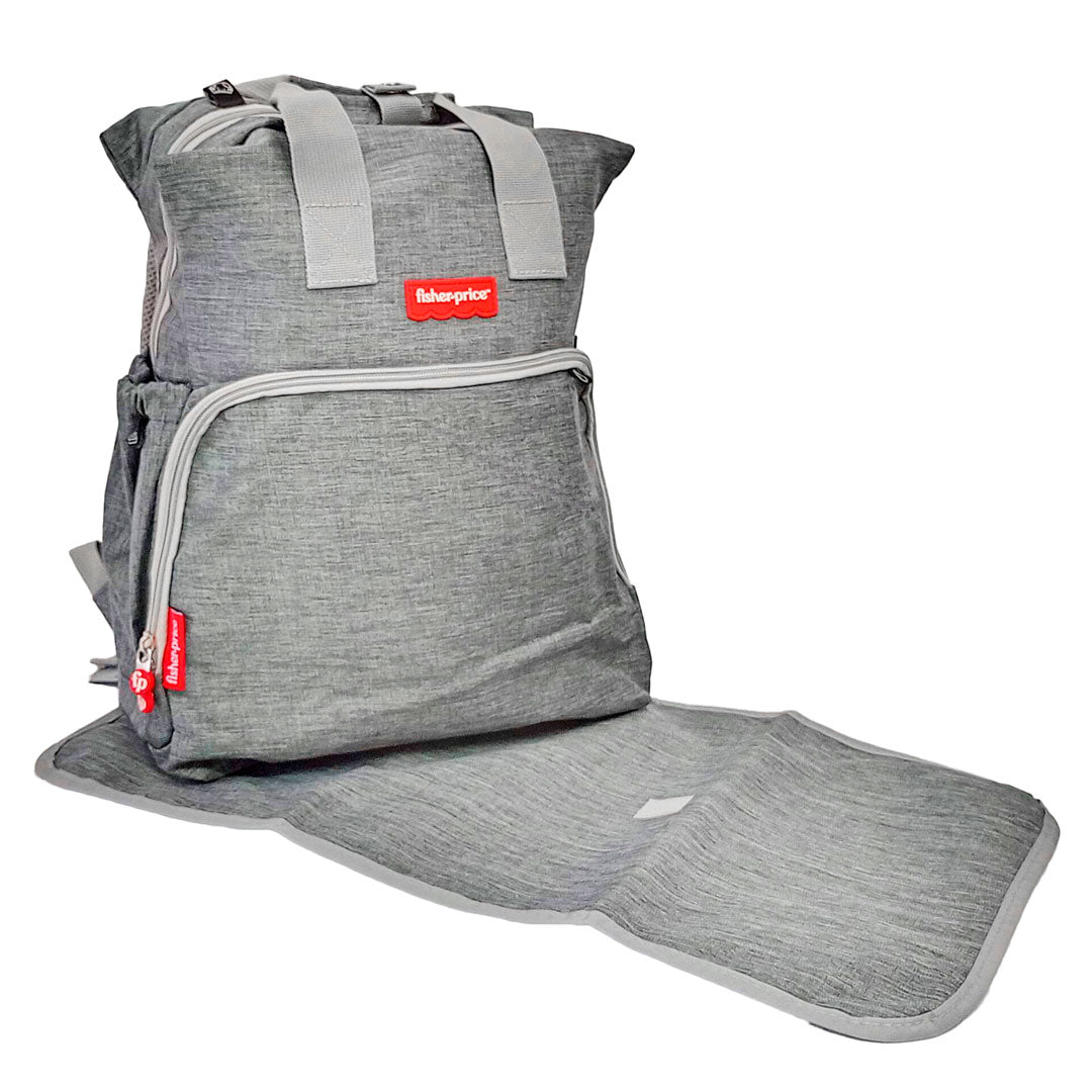 Pañalera tipo morral con cambiador para bebé, multifuncional, de 11 bolsillos, espaldar ajustable, hecha en material de alta calidad - Fisher Price