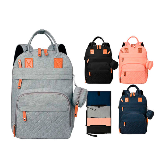Pañalera con cambiador portátil independiente, bolso tipo morral de gran capacidad, con bolsillos térmicos y material impermeable