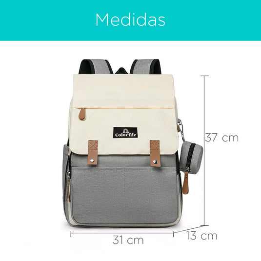 Pañalera multifuncional, resistente al agua y bolsillos térmicos