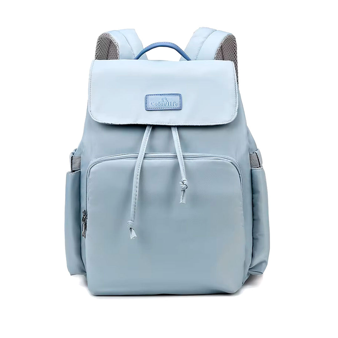 Pañalera morral multifuncional solapa con cierre de cuerdas, con cierre magnético seguro, de gran capacidad , hecha en tela resistente al agua y bolsillos térmicos - Color&Life