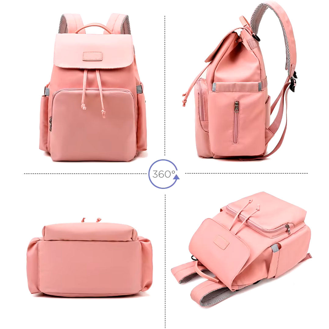 Pañalera morral multifuncional solapa con cierre de cuerdas, con cierre magnético seguro, de gran capacidad , hecha en tela resistente al agua y bolsillos térmicos - Color&Life