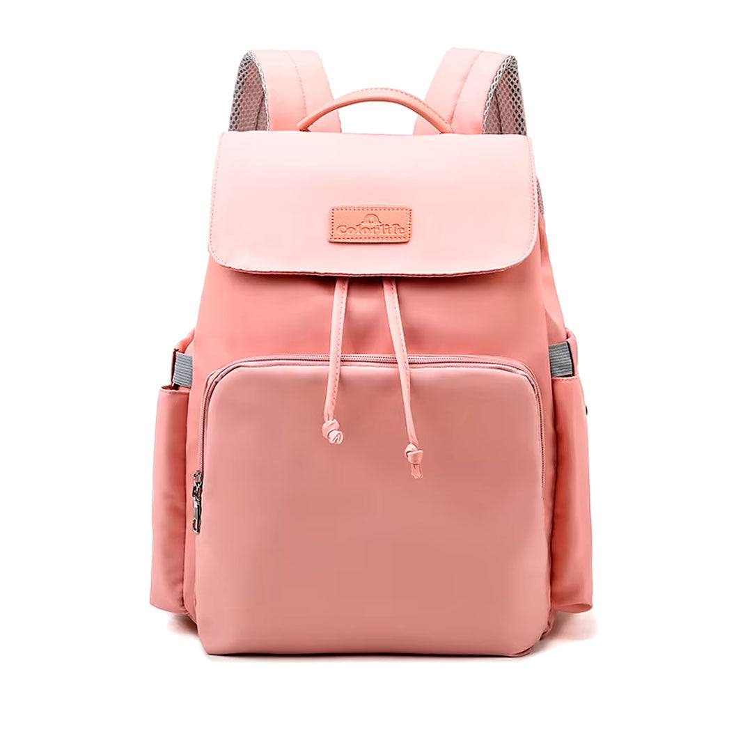 Pañalera morral multifuncional solapa con cierre de cuerdas, con cierre magnético seguro, de gran capacidad , hecha en tela resistente al agua y bolsillos térmicos - Color&Life