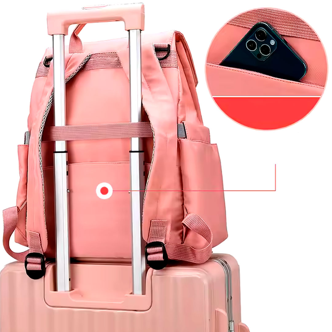 Pañalera morral multifuncional solapa con cierre de cuerdas, con cierre magnético seguro, de gran capacidad , hecha en tela resistente al agua y bolsillos térmicos - Color&Life