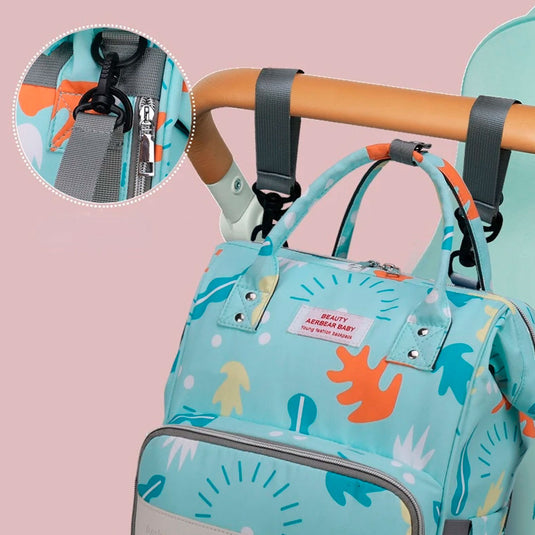 Pañalera tipo morral con diseño estampado, material impermeable, de gran capacidad y diseños variados - Sunshine