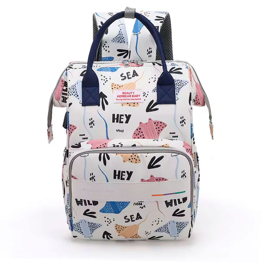 Pañalera tipo morral con diseño estampado, material impermeable, de gran capacidad y diseños variados - Sunshine