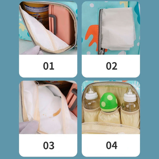 Pañalera tipo morral con diseño estampado, material impermeable, de gran capacidad y diseños variados - Sunshine
