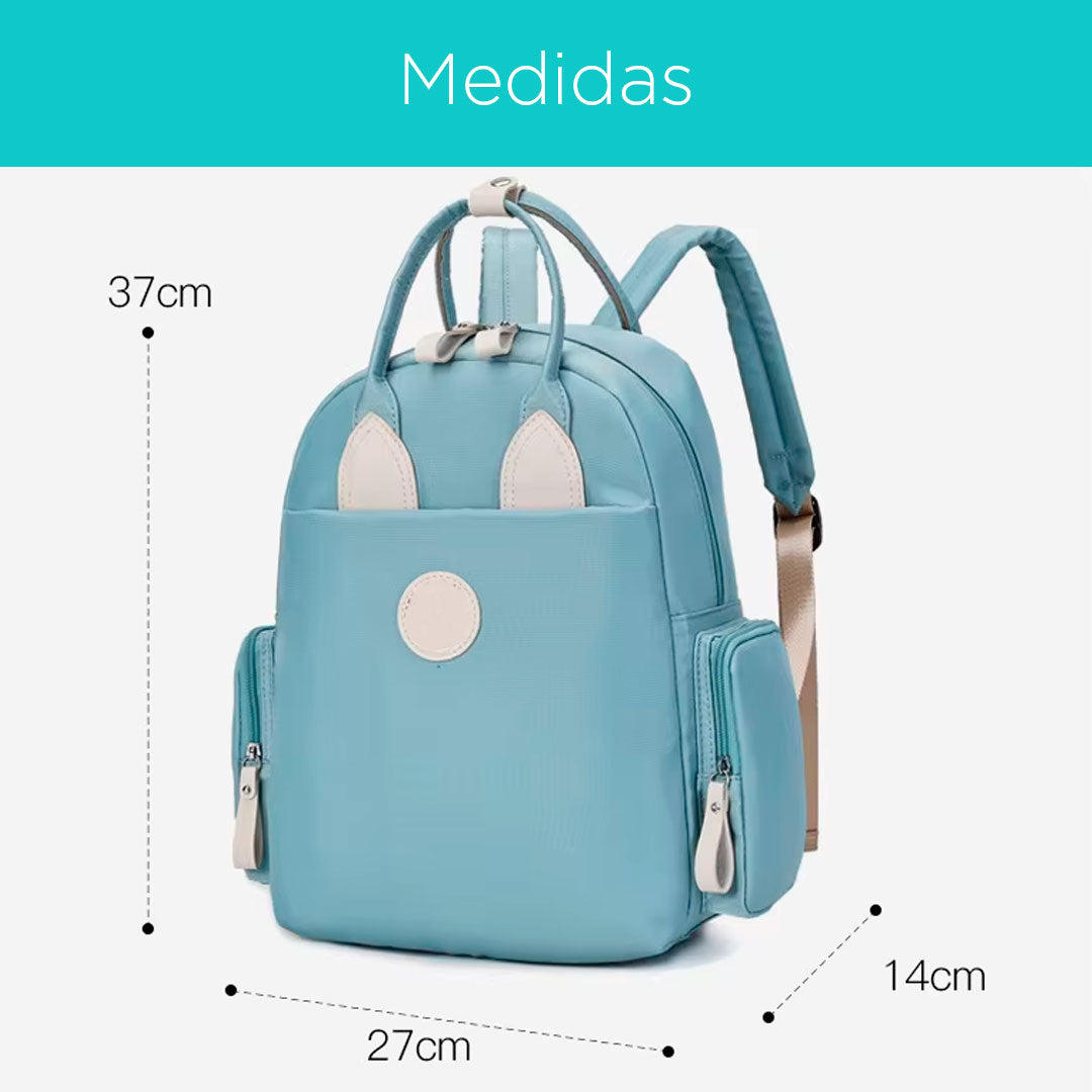 Pañalera morral multifuncional con diseño Conejito, de buena capacidad, hecha en material resistente al agua, con bolsillos térmicos - Color & Life