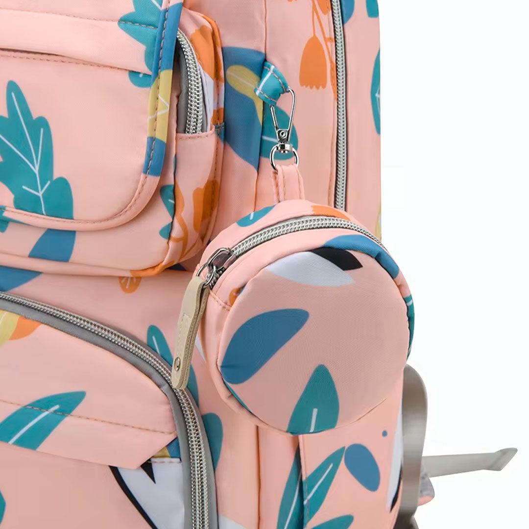 Pañalera con diseño estampado con monedero Duoduoya, de buena capacidad de almacenamiento, múltiples compartimientos, hecha en tela de poliéster Oxford resistente e impermeable