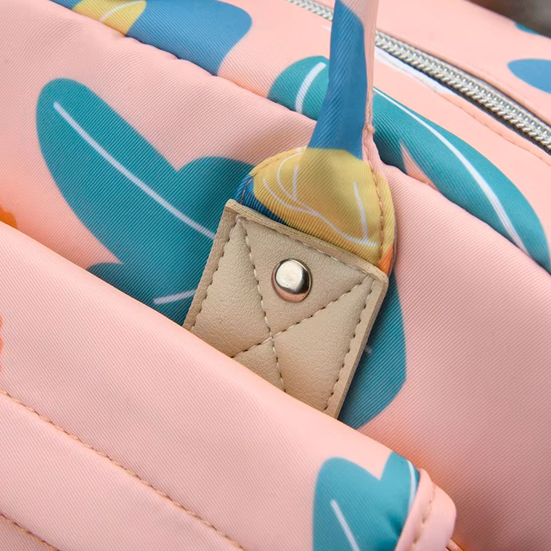 Pañalera con diseño estampado con monedero Duoduoya, de buena capacidad de almacenamiento, múltiples compartimientos, hecha en tela de poliéster Oxford resistente e impermeable