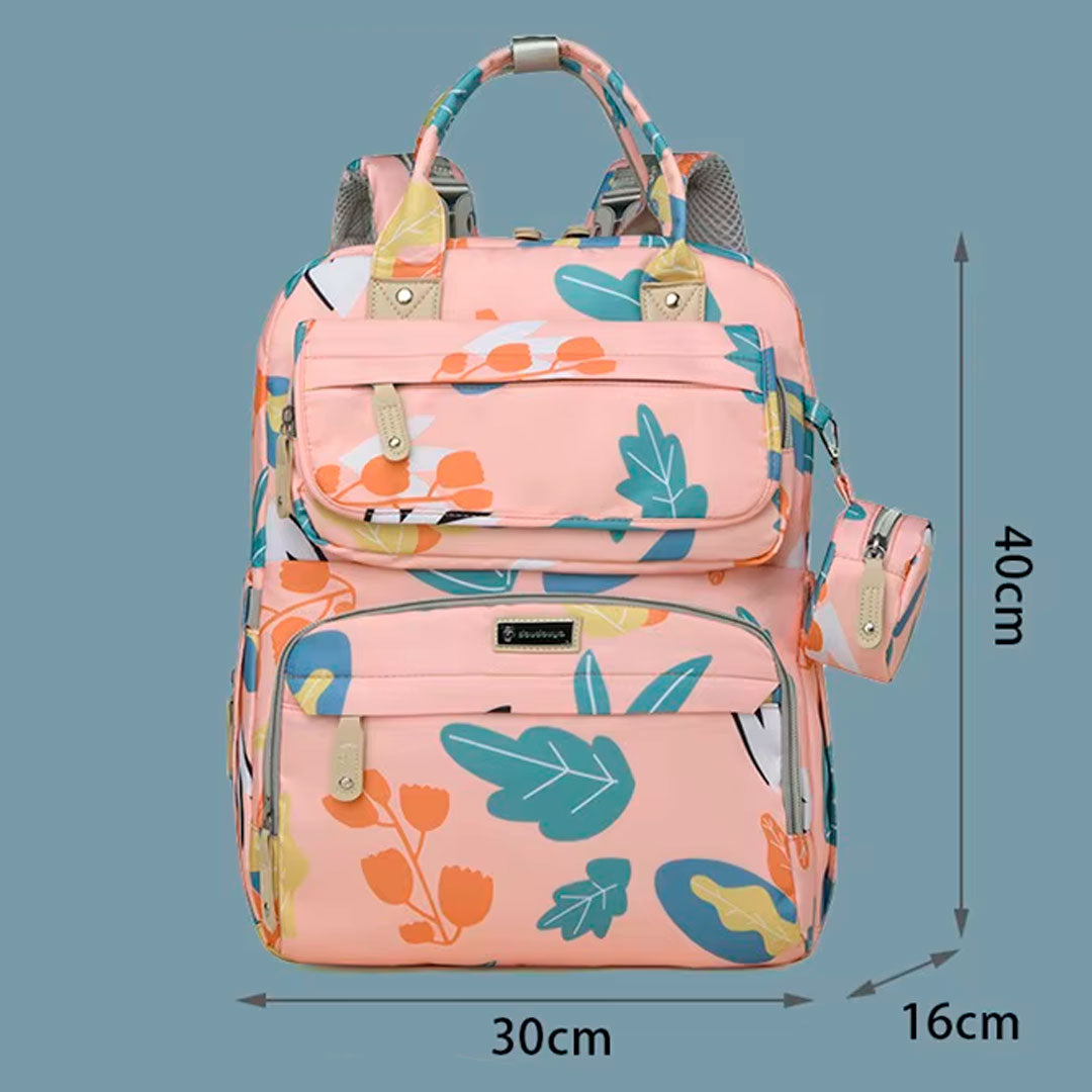 Pañalera con diseño estampado con monedero Duoduoya, de buena capacidad de almacenamiento, múltiples compartimientos, hecha en tela de poliéster Oxford resistente e impermeable