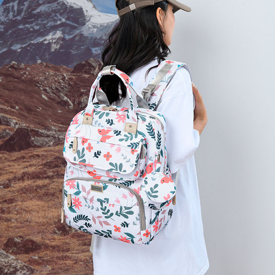 Pañalera con diseño estampado con monedero Duoduoya, de buena capacidad de almacenamiento, múltiples compartimientos, hecha en tela de poliéster Oxford resistente e impermeable