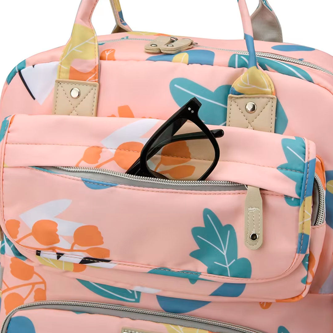 Pañalera con diseño estampado con monedero Duoduoya, de buena capacidad de almacenamiento, múltiples compartimientos, hecha en tela de poliéster Oxford resistente e impermeable