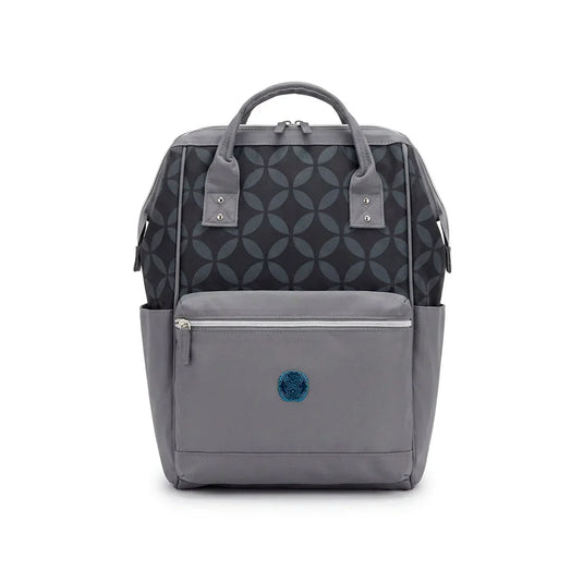 Pañalera morral gris con estampado flores negras - Mesenfants - Cocco Semana 2026