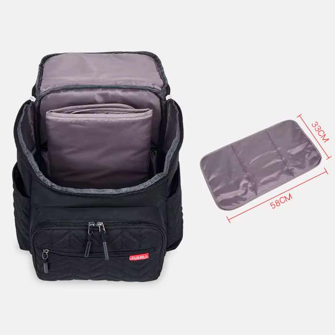 Pañalera morral multifuncional con solapa bordada, con cambiador portátil, de gran capacidad, correas ajustables, bolsillos térmicos, correitas para colgar del coche, hecha en material resistente