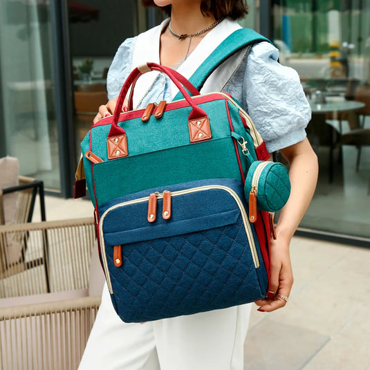 Pañalera moisés con monedero Gris premium para bebés, multifuncional con cuna-cambiador incorporado, de gran capacidad y múltiples compartimentos