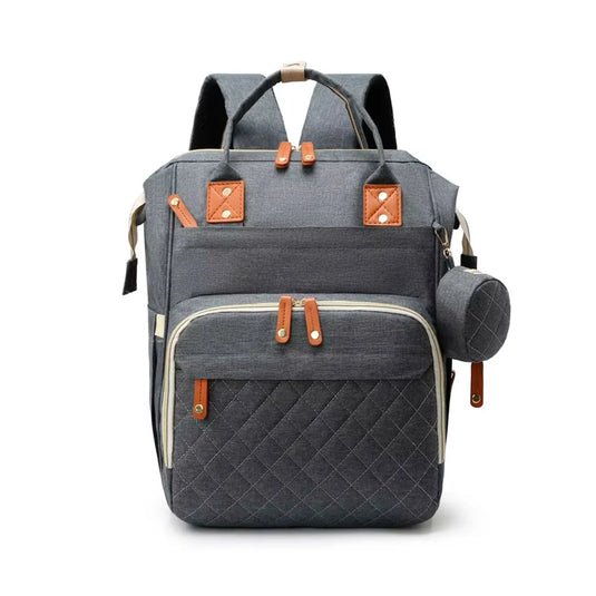 Pañalera moisés con monedero Gris premium para bebés, multifuncional con cuna-cambiador incorporado, de gran capacidad y múltiples compartimentos