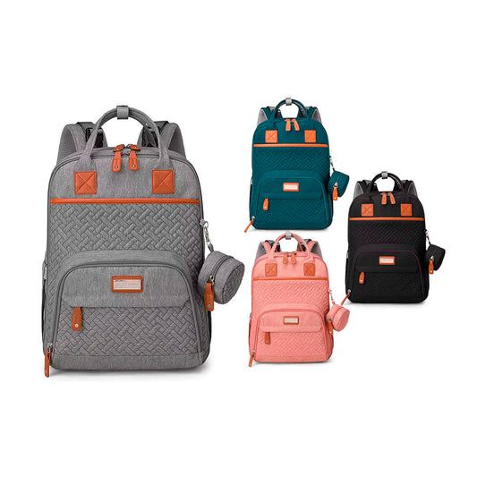 Pañalera morral con monedero y cambiador portátil, buena capacidad de almacenamiento, hecha en material resistente, múltiples bolsillos separados, correas ajustables - GoodMum