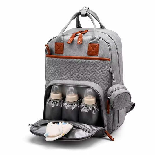 Pañalera morral con monedero y cambiador portátil, buena capacidad de almacenamiento, hecha en material resistente, múltiples bolsillos separados, correas ajustables - GoodMum