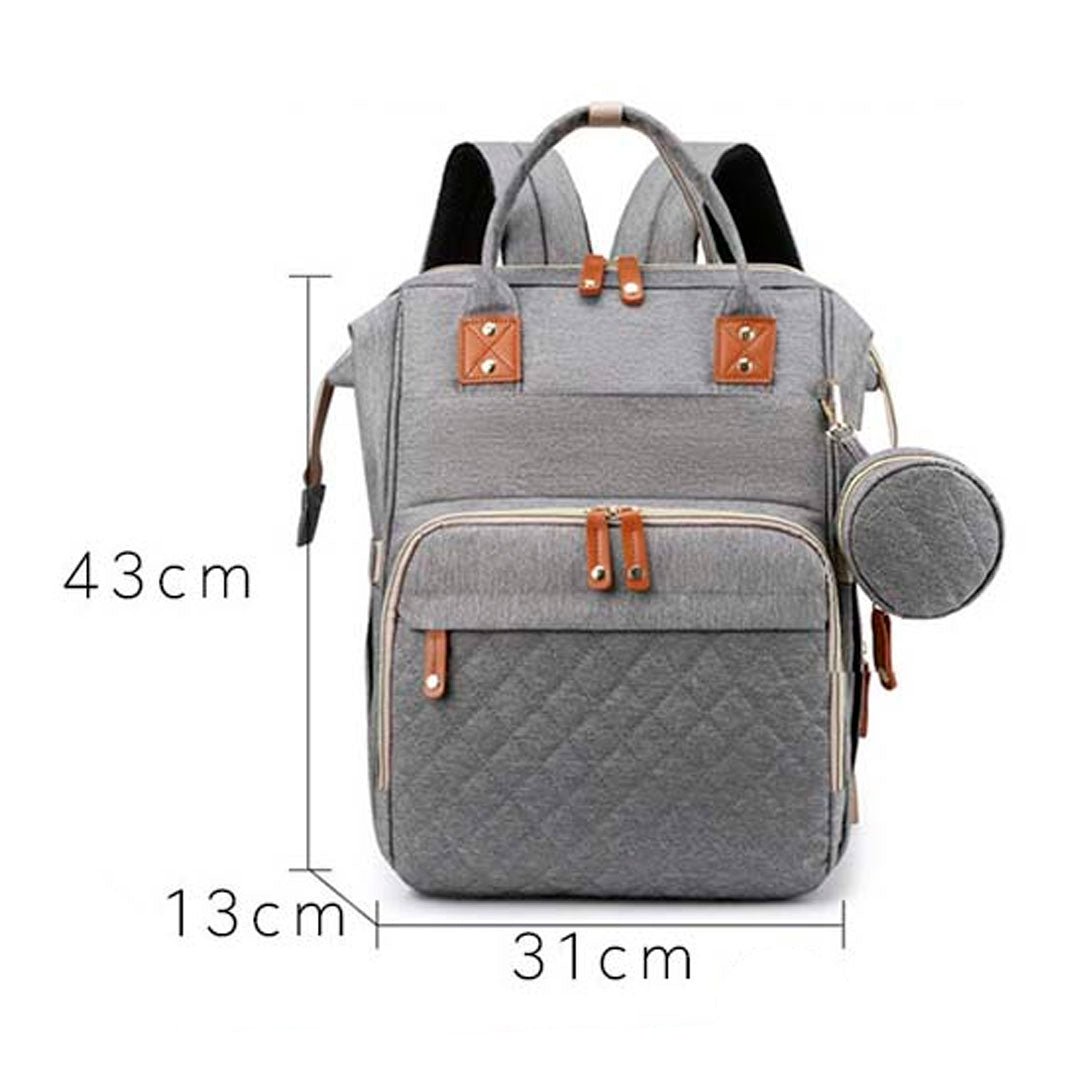 Pañalera multifuncional con monedero, buena capacidad de almacenamiento, en materiales de alta calidad impermeable, con bolsillos térmicos, bolsillo de seguridad trasero para celular, laterales para botella y pañitos húmedos