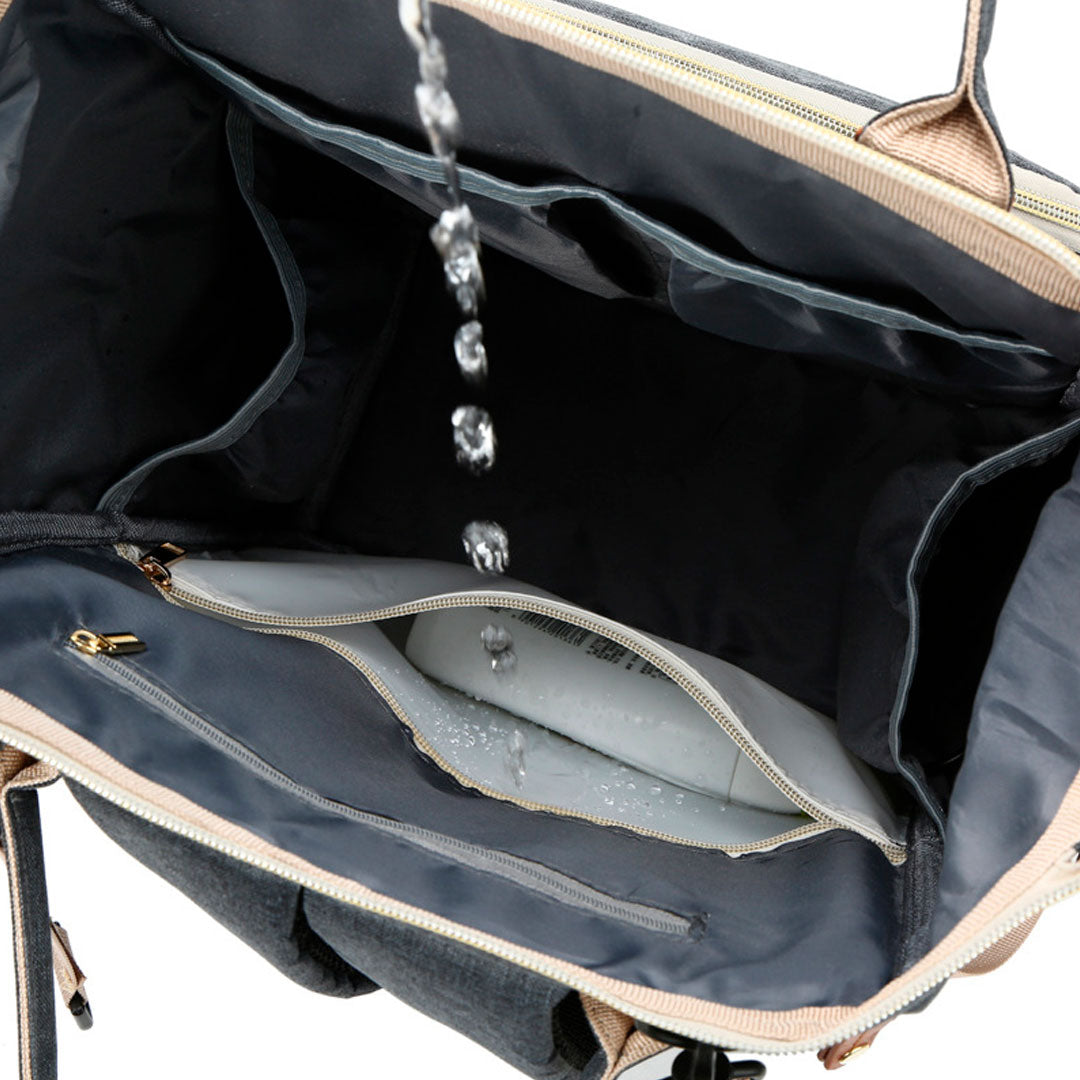 Pañalera multifuncional con monedero, buena capacidad de almacenamiento, en materiales de alta calidad impermeable, con bolsillos térmicos, bolsillo de seguridad trasero para celular, laterales para botella y pañitos húmedos