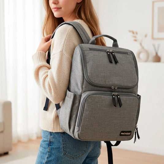 Pañalera morral gris clara múltiples bolsillos - Mesenfants