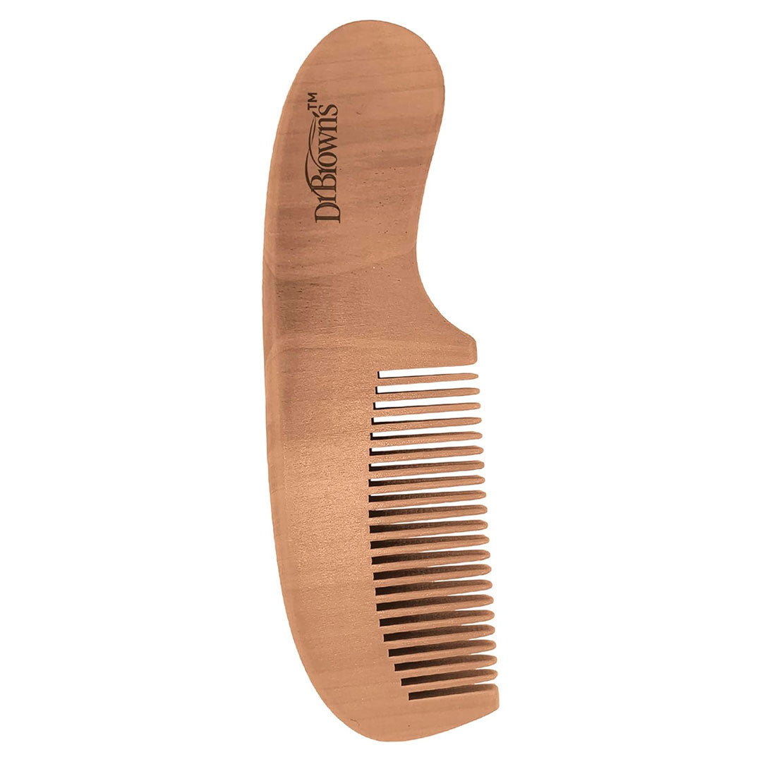 Set de peine y cepillo en madera para bebé, con cerdas suaves pero lo suficientemente fuerte para todo tipo de cabellos, ideal para su crecimiento - Dr Brown's