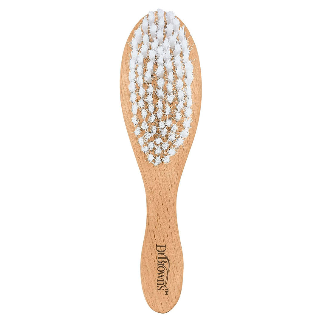 Set de peine y cepillo en madera para bebé, con cerdas suaves pero lo suficientemente fuerte para todo tipo de cabellos, ideal para su crecimiento - Dr Brown's