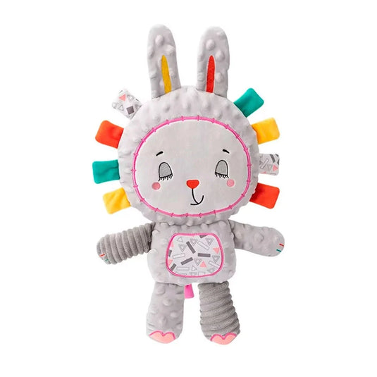 Peluche multisensorial con diseño de animalitos para bebé, hecho en material resistente, suave e hipoalergénico, juguete de apego con distintas texturas, cascabel - Cocco Semana 2026