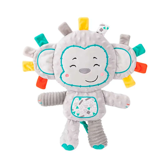 Peluche multisensorial con diseño de animalitos para bebé, hecho en material resistente, suave e hipoalergénico, juguete de apego con distintas texturas, cascabel