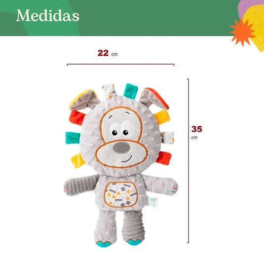 Peluche multisensorial con diseño de animalitos para bebé, hecho en material resistente, suave e hipoalergénico, juguete de apego con distintas texturas, cascabel - Cocco Semana 2026
