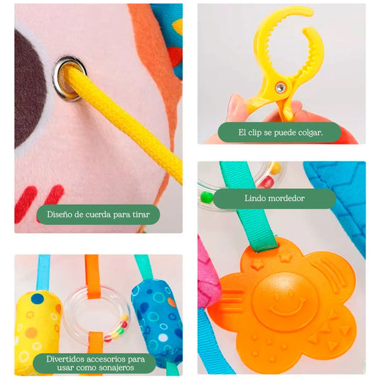 Peluche cangrejo sensorial con función de móvil colgante, juego de estimulación, ideal para llevar contigo o colgar del coche, múltiples texturas de estimulación sensorial