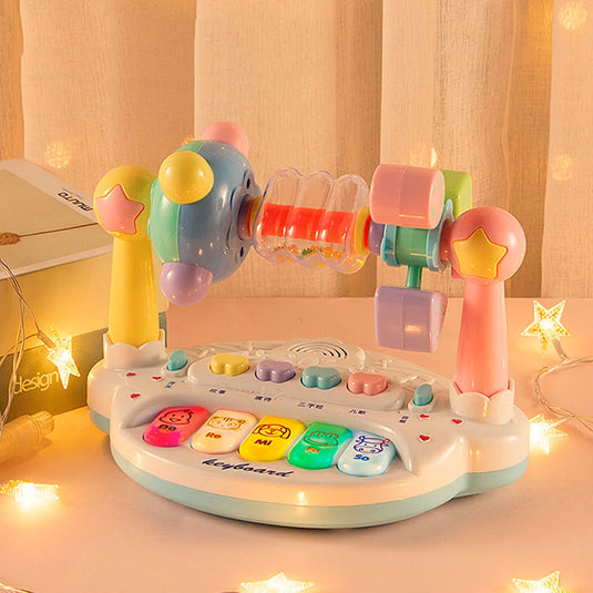 Piano musical didáctico con luces y melodías para bebé, botones clásicos de notas musicales Do Re Mi, hecho en material de alta calidad con superficie lisa, iluminación y sonidos con cada tecla, control de volumen, ideal para estimulación auditiva