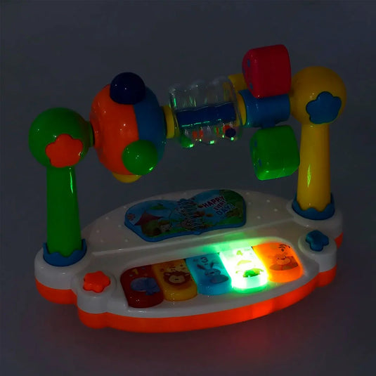 Piano musical didáctico con luces y melodías para bebé, botones clásicos de notas musicales Do Re Mi, hecho en material de alta calidad con superficie lisa, iluminación y sonidos con cada tecla, control de volumen, ideal para estimulación auditiva