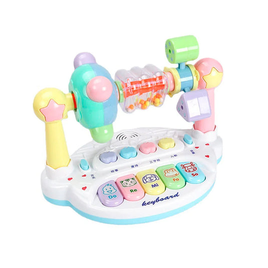 Piano musical didáctico con luces y melodías para bebé, botones clásicos de notas musicales Do Re Mi, hecho en material de alta calidad con superficie lisa, iluminación y sonidos con cada tecla, control de volumen, ideal para estimulación auditiva