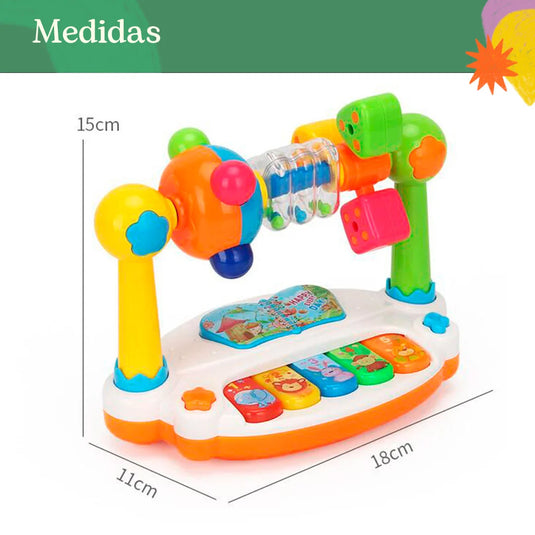 Piano musical didáctico con luces y melodías para bebé, botones clásicos de notas musicales Do Re Mi, hecho en material de alta calidad con superficie lisa, iluminación y sonidos con cada tecla, control de volumen, ideal para estimulación auditiva