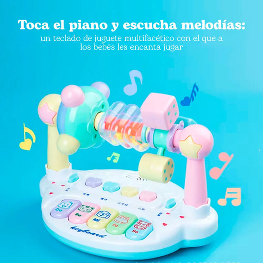 Piano musical didáctico con luces y melodías para bebé, botones clásicos de notas musicales Do Re Mi, hecho en material de alta calidad con superficie lisa, iluminación y sonidos con cada tecla, control de volumen, ideal para estimulación auditiva