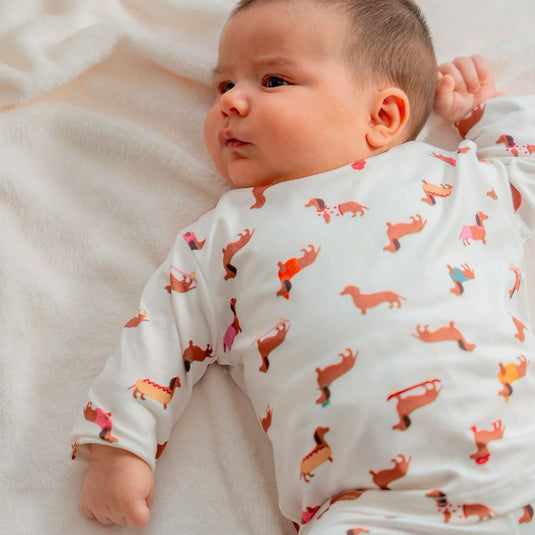 Pijama estampada para bebé, pijama de cuello redondo para recién nacido, con manga larga, en estilo cuerpo completo o dos piezas camiseta pantalón - EMEBE