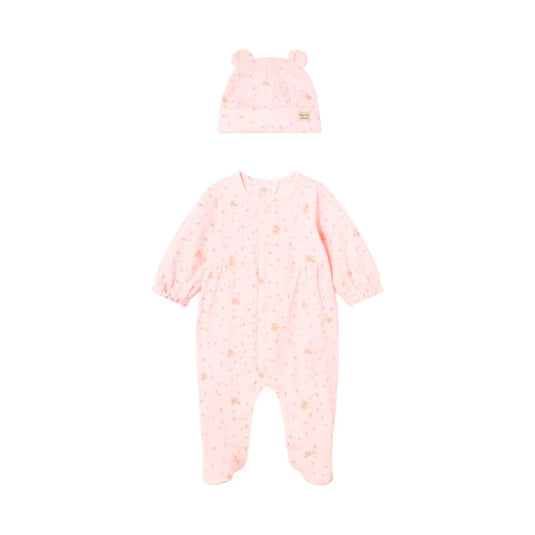 Pijama manga larga rosa estampada flores y gatitos - Mayoral