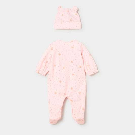 Pijama manga larga rosa estampada flores y gatitos - Mayoral