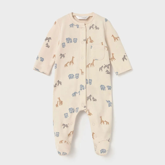 Pijama mameluco con diseño estampado para bebé, cuello redondo, cierre con botones a presión en la parte delantera, botones a presión en la entrepierna para facilitar la puesta de la prenda, diseño estampado - Mayoral