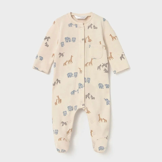 Pijama mameluco con diseño estampado para bebé, cuello redondo, cierre con botones a presión en la parte delantera, botones a presión en la entrepierna para facilitar la puesta de la prenda, diseño estampado - Mayoral - Cocco Semana 2026
