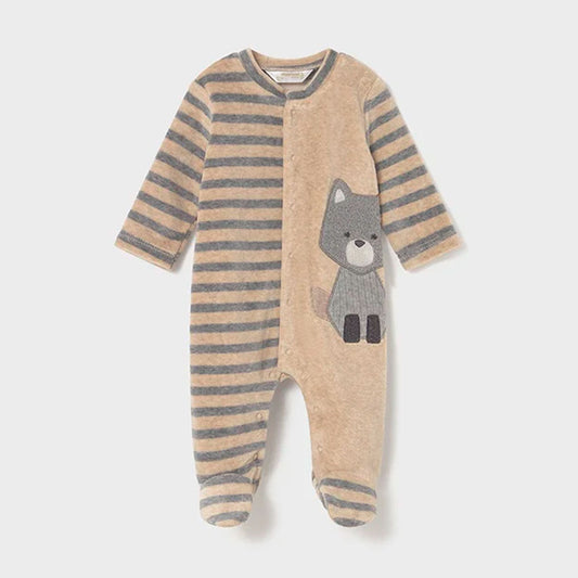 Pijama manga larga con diseño de zorrito para bebé, cuello redondo, botones a presión en la entrepierna para facilitar la puesta de la prenda, cálido tejido de algodón con tacto suave y aterciopelado - Mayoral