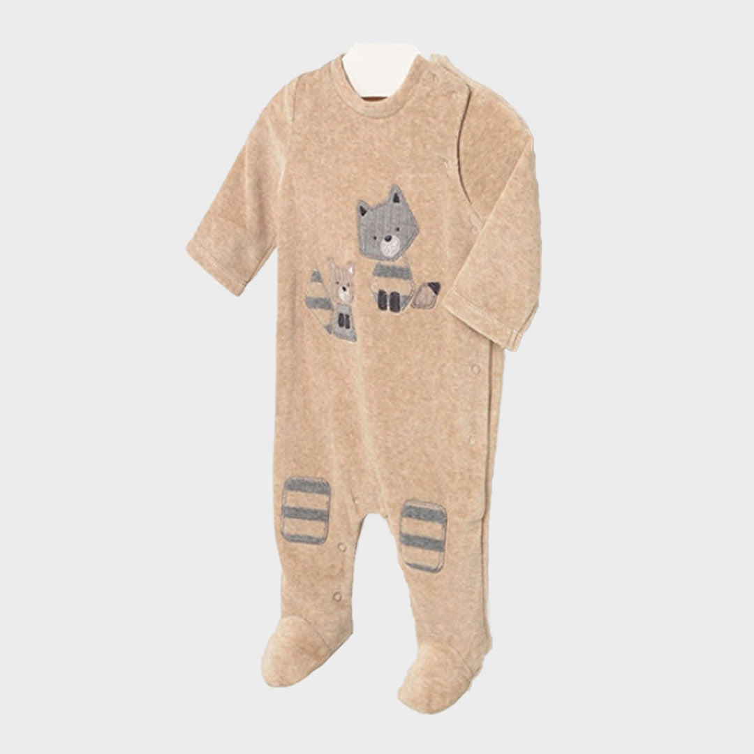 Pijama manga larga con diseño de zorrito para bebé, cuello redondo, botones a presión en la entrepierna para facilitar la puesta de la prenda, cálido tejido de algodón con tacto suave y aterciopelado - Mayoral