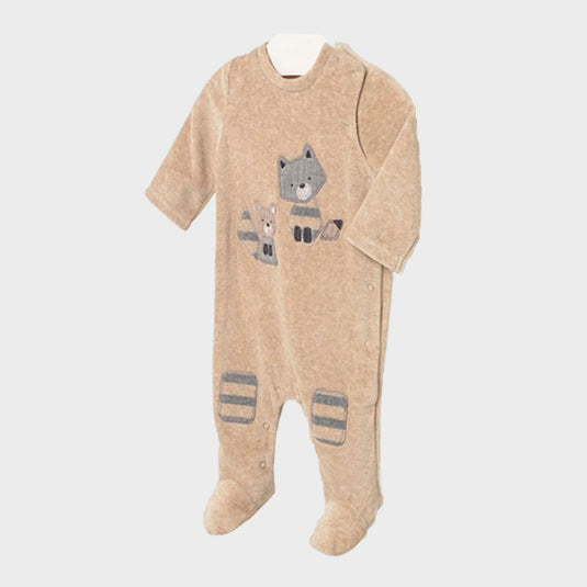 Pijama manga larga con diseño de zorrito para bebé, cuello redondo, botones a presión en la entrepierna para facilitar la puesta de la prenda, cálido tejido de algodón con tacto suave y aterciopelado - Mayoral