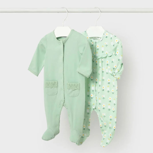 Pijama mameluco manga larga verde menta para bebé - Mayoral