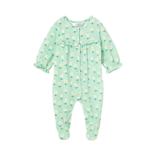 Pijama mameluco manga larga verde menta para bebé - Mayoral