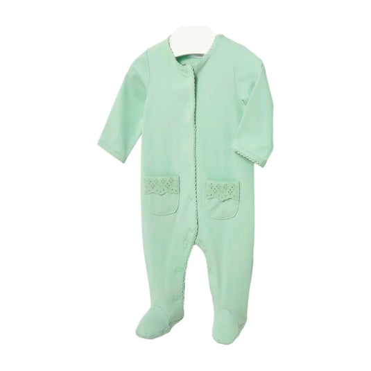 Pijama mameluco manga larga verde menta para bebé - Mayoral